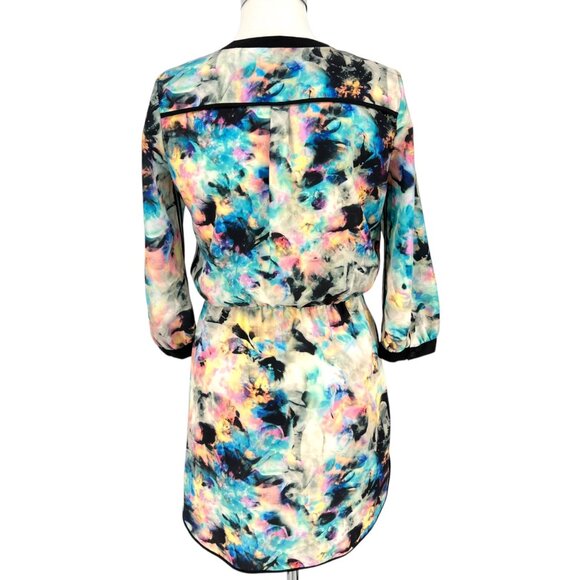Parker Alfie Multicolor Abstract Print Dress Contrast Trim Size Small - Picture 9 of 14